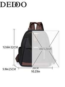 Dedoo Women's Backpack, Minimalist Solid Color, Zipper Multi-Pocket Design, Large Capacity Storage, Campus Commute, Back To School Students (Hand Carry Front/Back Random Shipment) - Black - View 4