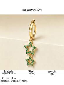 1pc Fashionable Luxury Star Cubic Zirconia Navel Ring, Body Piercing Jewelry For Women, Party Accessory - Star - View 22