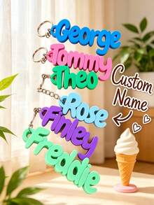 Custom Engraved Couple Keychain, Can Engrave Name And Text, Personalized Jewelry Accessory, Unisex, Anniversary And Birthday Gift - Multicolor - View 2