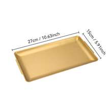 1 Stück rechteckiges Grilltablett aus Edelstahl, goldene Grillplatte, Serviertablett, Backform, Speiseplatte, Partyplatte, Dessertteller, Kuchenständer, Obstteller, Snackteller, Küchenzubehör, geeignet für Zuhause, Küche und Weihnachtsgeschenke - Gold - Übersicht 12