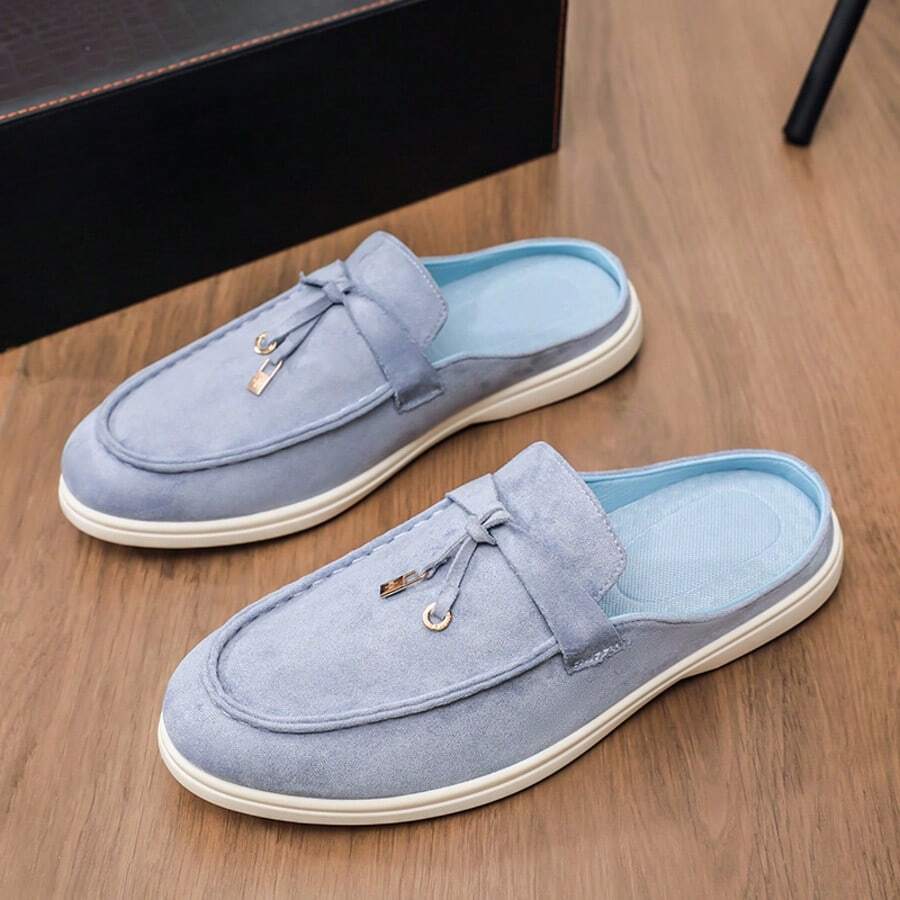 Men's Casual Shoes Suede Loafers Classic British Style Lightweight Soft Flat Shoes - Baby Blue - View 1