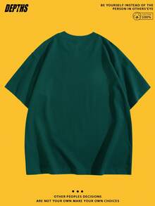 Round Neck T-Shirt With Creative And Fun Cartoon Design, Summer Fashion, Short Sleeve, Casual Style For Daily Outings - 綠色 - 查看 2