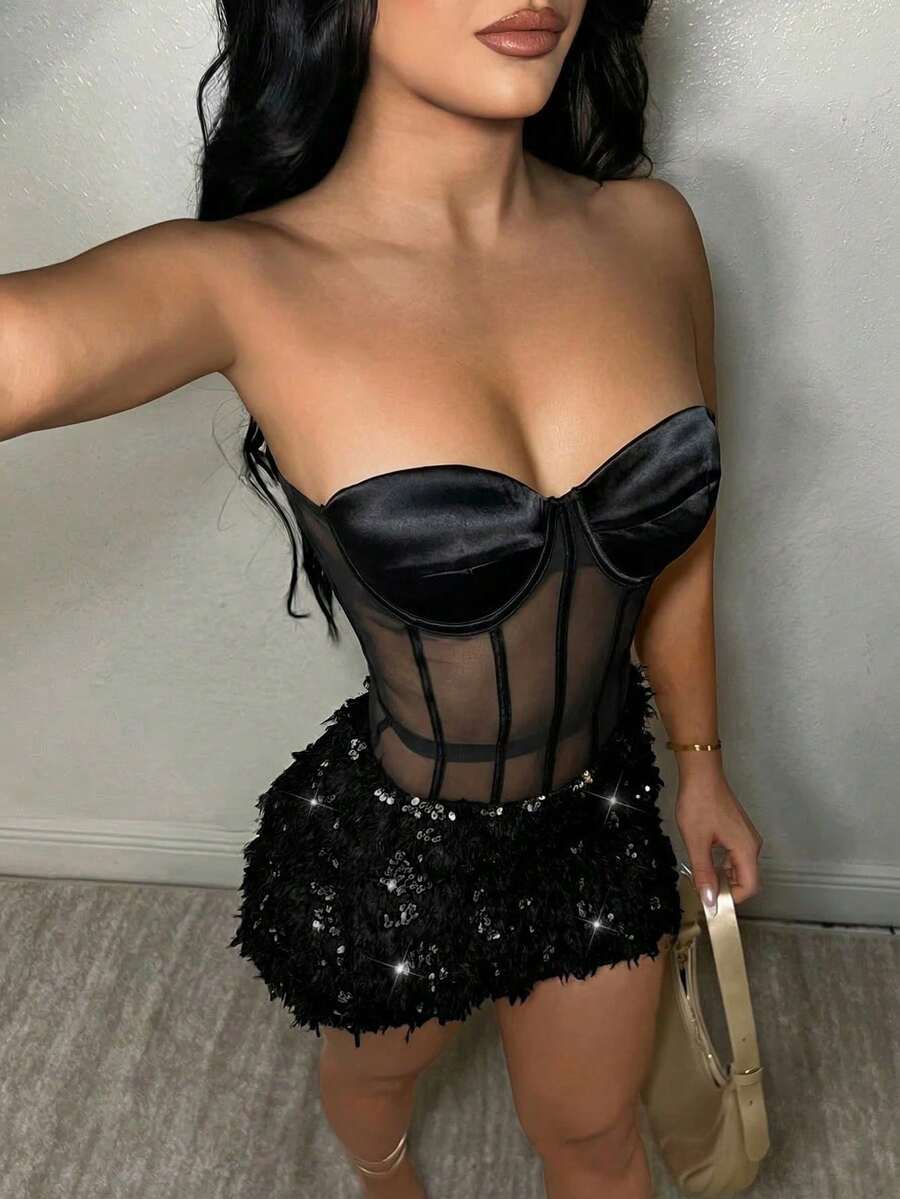 Women Short Dresses - Black - View 1