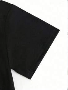 Men's Letter Print T-Shirt - Black - View 4