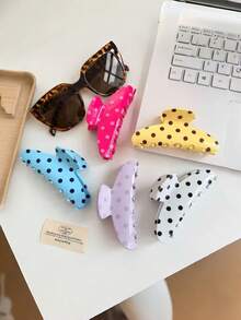 1pc Polka Dot Hair Clip, Acrylic Hair Claw, Vintage Sweet Women's Hair Accessory - Multicolor - View 2