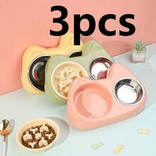 1/3pcs Anti-Choking Double Bowl Set: 2-In-1 Pet Slow Feeder Bowl (Small & Large) - Pet Supplies, Double Bowl, Puppy Food Bowl, Main Food & Snack Dual-Use Bowl, Tilted Cat Water Bowl, Cat Food Bowl - One Size Fits All - View 19