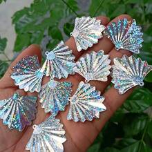100pcs 35X37mm DIY Large Fan-Shaped Iridescent Sequins Pendant Sequins Clothing Headwear Handmade Beading Additions - Sector - View 9