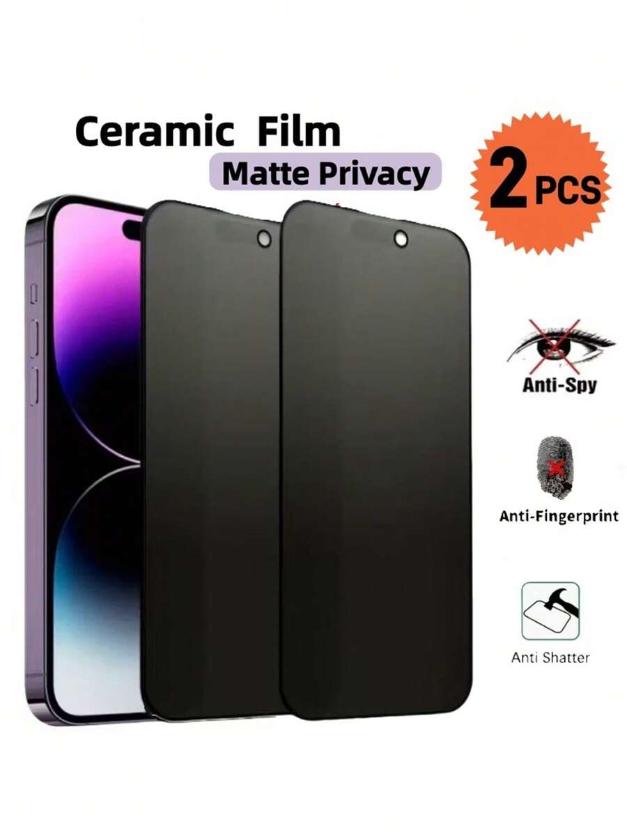 BOLLYMORE 2片裝 17 Pro Max [6.9 吋] 霧面隱私螢幕保護貼，防窺隱私配件，防眩光防指紋膜，相容手機殼，安裝簡單，無氣泡，貼合順滑，相容 iPhone 17 Pro Max/17 Pro/17 Air/16/15/14 Plus/13 Mini/12/11 系列