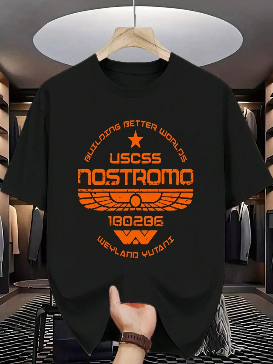 [Tricou Retro Weyland Yutani] Tricou Retro Weyland Yutani USCSS Nostromo 130286 |   Îmbrăcăminte pentru bărbați cu tematică de explorare a spațiului și guler rotund - negru - Vizualizare 1