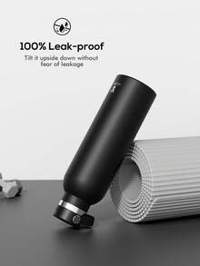 Meoky 26oz/750ml 真空保溫不鏽鋼水壺，大容量旅行水瓶，附攜帶手柄蓋，熱飲冷飲保溫，適用於登山、露營、戶外運動與日常使用 - 黑色 - 查看 6