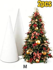 1 Set 2pcs Sturdy White Foam Cones - Multi-Functional Large Craft Frames - Reusable, Perfect For DIY Christmas Trees, Holiday Decorations, Tabletop Display Frames, Paintable, Decor, Suitable For DIY Art Projects And Handmade Crafts, Parties, Weddings, Ideal For Christmas Elves And Seasonal Tabletop Displays - Multicolor - View 7