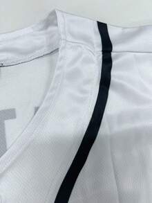 可客製化男士棒球球衣 V 領刺繡姓名與號碼－寬鬆版型鈕扣襯衫，適合戶外運動、休閒穿著、運動隊伍 - 白色 - 查看 5