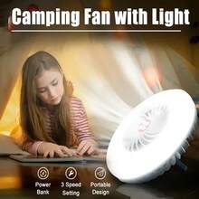 1PC/2PCS Multi-Functional Tent Lamp With Built-In Powerful Light Fan, Type-C Charging, LED Display With Three-Speed Wind And Light Adjustment, Magnetic Hook For Portable Design. - A - View 7