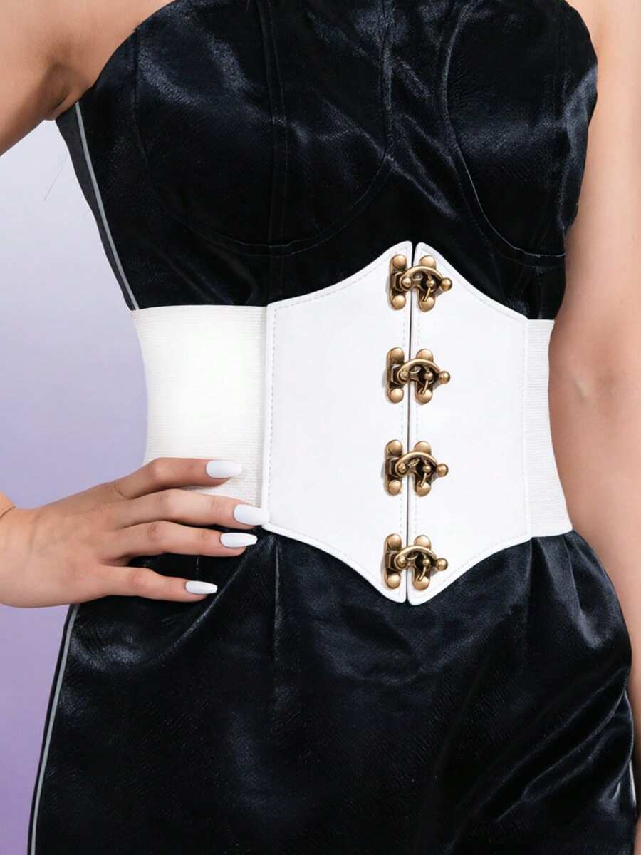 1件女款白色扣飾腰帶 性感萬聖節派對