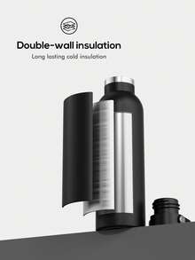 Meoky 26oz/750ml 真空保溫不鏽鋼水壺，大容量旅行水瓶，附攜帶手柄蓋，熱飲冷飲保溫，適用於登山、露營、戶外運動與日常使用 - 黑色 - 查看 3