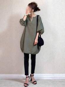 Women Midi Dresses - Navy Blue - View 8