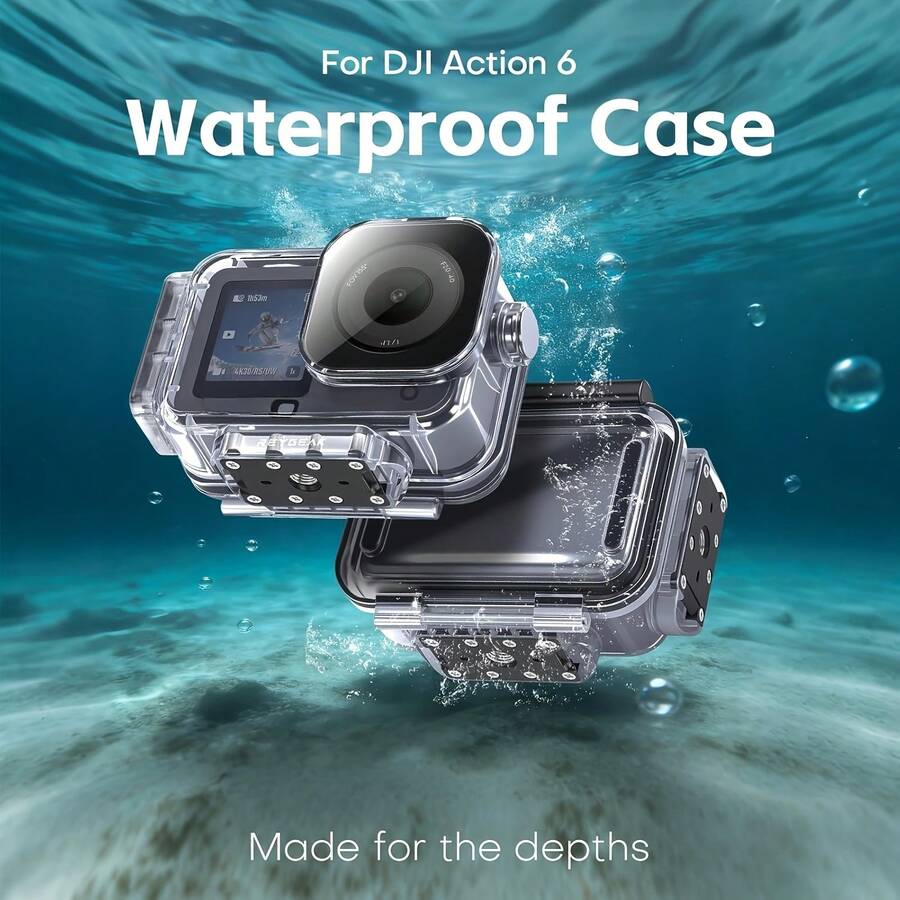Funda protectora para Osmo Action 6, carcasa sumergible hasta 196 pies/60 m con base de liberación rápida, compatible con accesorios de Action 6 - Ver 1