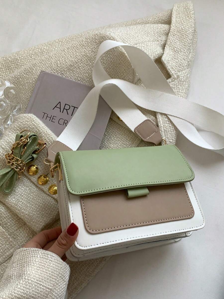 Fashionable Minimalist Versatile Colorblock Layered Shoulder Bag With Chain Strap, Suitable For Young Girls, Shopping, Dating, Evening Parties, Daily Wear And Commuting, Multi-Functional Shoulder And Crossbody Bag