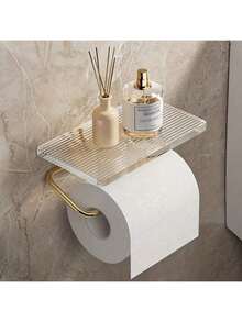 1pc Bathroom Toilet Paper Holder, Storage Rack, Cosmetic Organizer, Bathroom Phone Holder, Bathroom Accessories, Bathroom Tools - Multicolor - View 1