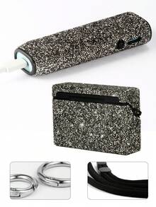 BLBLBL 9 Sets Total(1 Protective Case + 1 Cigarette Box + 2 Lanyards + 2 Large Key Rings + 2 Small Key Rings + 1 Replacement Tool) Multi-Color 360° Full Rhinestone With Hanging Hole Portable Anti-Drop Electronic Cigarette Protective Case + Cigarette Box Set Combination FOR IQOS ILUMA I ONE + FOR TEREA, More Shiny Under Light Or Sunlight - Diamond Version - View 3