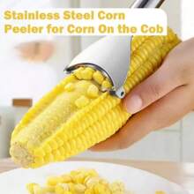 Stainless Steel Corn Sheller Corn Slicer Peeler Household Kitchen Corn Cutter Fishing Corn Peeler Practical Kitchen Tool Fruit Vegetable Small Tool Serrated Corn Sheller Peeler Corn Cob Scraper Grater Sheller Cutter - Multicolor - View 7