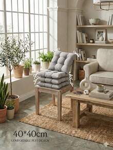 4pcs Comfortable Chair Pads, Machine Washable, Durable Bright Design, Comfortable Support, Suitable For Garden, Outdoor, Restaurant And Office, Made In Turkey, For Example, Suitable For Living Room, Outdoor, Office, Dining Room, Etc All Can Help To Attract Traffic - Light Grey - View 3