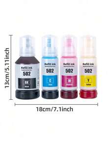 Compatible 502 Ink Refill Bottles ( Not Sublimation Ink ) Use For ET-2850 ET-3830 ET-3850 ET-2700 ET-3800 ET-3850 ET-2760 ET-15000 ET-2750 Printers - View 2