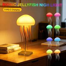 Jellyfish Night Light RGB Ambient Light, USB Rechargeable Bedside Lamp, Gradient Color Changing, Dynamic Tentacle Jellyfish Aquarium Atmosphere Light, LED Room Decor Light, Christmas Birthday Gift, Suitable For Girls And Boys - 1PC - View 3