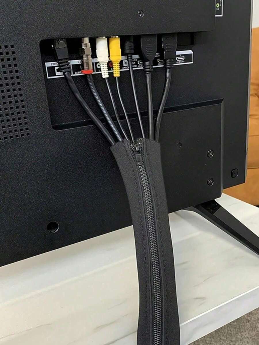 1/2/4pcs Zipper Cable Management Sleeve, Cable Organizer System For TV, Computer, Office, Home Entertainment, Flexible Cable Wrap Hiding System - A - View 1