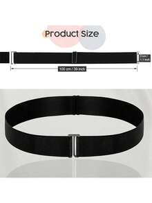1/3pcs Plus Size Belts For Women, Invisible Stretch Belt For Women Plus Size, No Show Belts, Elastic Strap Flat Buckle Adjustable - Black Buckle - View 3