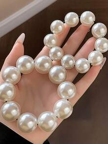 Large And Small Pearl Hair Tie White Versatile Ballet Style Hair Rope 1pc - White - View 5