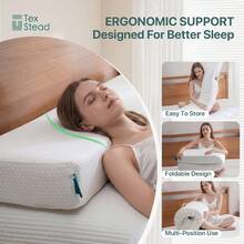 1pc Cooling Air Layer Memory Foam Pillow, Square Cervical Support Pillow, Neck Pain Relief Orthopedic Sleeping Pillow For Side Back Sleepers, Washable Breathable Pillowcase - Dark Grey - View 5