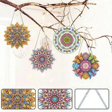 4pcs Mandala Flower Pattern Diamond Painting Desktop Set 5D DIY Diamond Art Tabletop Decor Gemstone Inlay Craft Home Bedroom Tabletop Decoration - View 2