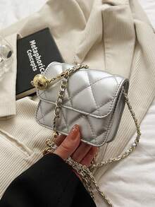 Dedoo Spring/Summer Popular Style, High-End Texture. Chain Shoulder Strap, Can Be Carried On Shoulder Or Underarm. Mini Lipstick Bag. - Silver - View 7