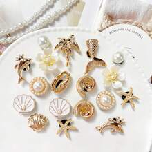 18pcs Gold Ocean Series Accessories, Gold Shells Suitable For Beach Decor, Shoe Buckles, DIY Shoe Charms, Fashionable And Elegant, Suitable For Perforated Sandals, Slippers, Perfect As Holiday Gifts - Gold - View 4