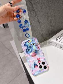 Disney Has Authorized, Phone Case - Chain Set, The Stitch Lilo & Stitch 3D Phone Case Plus A Silicone 3D Stitch Bracelet With Metallic Ring Removable Bracelet, Stitch And Angel Pattern, Compatible With Iphone17/16/15/14/13/12/26/XS/XR/X Plus Pro Max, A Stylish Cartoon Phone Case, The Perfect Gift Choice, Phone Protection, Durable Phone Cover, Great Gift For Friends And Family. - 白色 - 查看 5