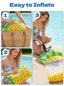 2-Piece Fruit-Shaped Mesh Inflatable Floating Mat, Pool/Beach/Seaside Universal Floating Bed, Adult Water Lounger, Couple Summer Vacation Water Play Leisure Accessory - Fruit-shaped - View 3