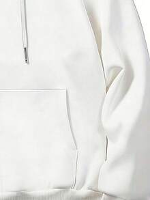1pc Plus Size Men's Japanese Cherry Blossom Vertical Text Back Print Loose Hoodie | Exquisite Design | Autumn/Winter Essential | Versatile And Easy To Wear, Showcasing Personal Style - White - View 7