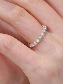 1pc Elegant Cubic Zirconia Ring, Suitable For Women, Suitable For Wedding, Engagement, Anniversary Party, Valentine's Day Gift - 1# - View 3