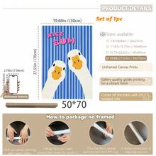 1pc Framed Canvas Wall Art, Funny White Duck Cartoon Wall Decor, Blue Vertical Striped Quirky Goose Text Print Canvas Poster, Preppy Style Cute Animal Decorative Hanging Painting, Suitable For Modern Home Decor, Room Decor, Dorm Decor, Bedroom Decor, Living Room Decor, Bathroom Decor, Kitchen Decor, Dining Room Decor, Living Room Decor, Office Decor, School Decor, Classroom Decor, Back To School Decor, Waterproof Poster - Retro White Duck - View 15