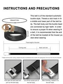 Men's Litchi Texture PU Automatic Buckle Belt, 47 Inch Extended Length, Business Casual Versatile For Dress Pants And Jeans, Ratchet Leather Belt - Multicolor - View 7