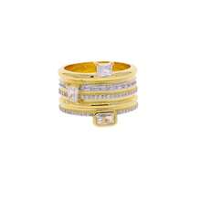 VKHK 1pc Luxurious 14K Gold Plated Shiny Zirconia Decorated Multi-Layer Thick Ring Suitable For Women's Daily And Party Wear Gift - Multicolor - View 13