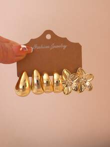 2-18pcs Set Anting-Anting Multi-18 Buah, Cocok untuk Pemakaian Sehari-hari, Acara Kumpul-kumpul, Perjalanan dan Pakaian Liburan - Emas - View 11