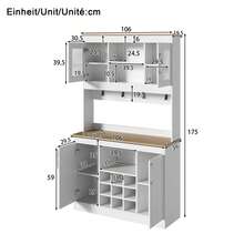Kitchen Buffet With Tabletop 175cm - White And Wood Finish - Natural and White - 查看 5