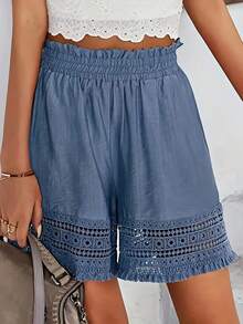Shorts de encaje con flecos estilo vacacional - Lavado ligero - Ver 2