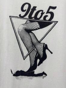 Camiseta vintage de los años 2000 con estampado de mujeres desnudas a medio torso y medias de red / Camiseta con foto / Camiseta de arte vintage / Sediciones / Diseño punk / Ropa de hombre / - Blanco - Ver 2