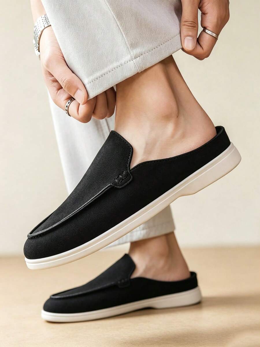 男士時尚穆勒樂福鞋 奢華舒適莫卡辛休閒拖鞋 日常商務穿著男鞋 - 黑色 - 查看 1