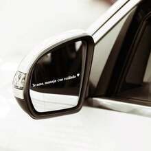 4pcs Te Amo, Maneja Car Rearview Mirror Stickers Decor DIY Car Body Decals SUV Vinyl Stickers Te Amo, Maneja I Love You Drive Carefully Inspirational Phrase Mirror Car Rearview Mirror Stickers - Multiple Styles - View 4