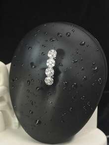 1pc Personalized Fashion Exaggerated Shiny Zirconia Women's Belly Piercing Bar - Silver - View 3