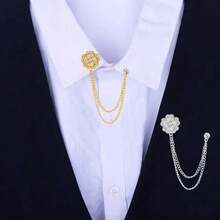 1pc Elegant Fashion Rhinestone Double Layer Flower Brooch Metal Chain Pin For Men And Women Business Suit Shirt Lapel Flower Suitable For Daily Wear, Banquet, Party, Wedding, Graduation Season, Formal Occasion Clothing Decoration Wear Birthday, Holiday Gift - Multicolor - View 7